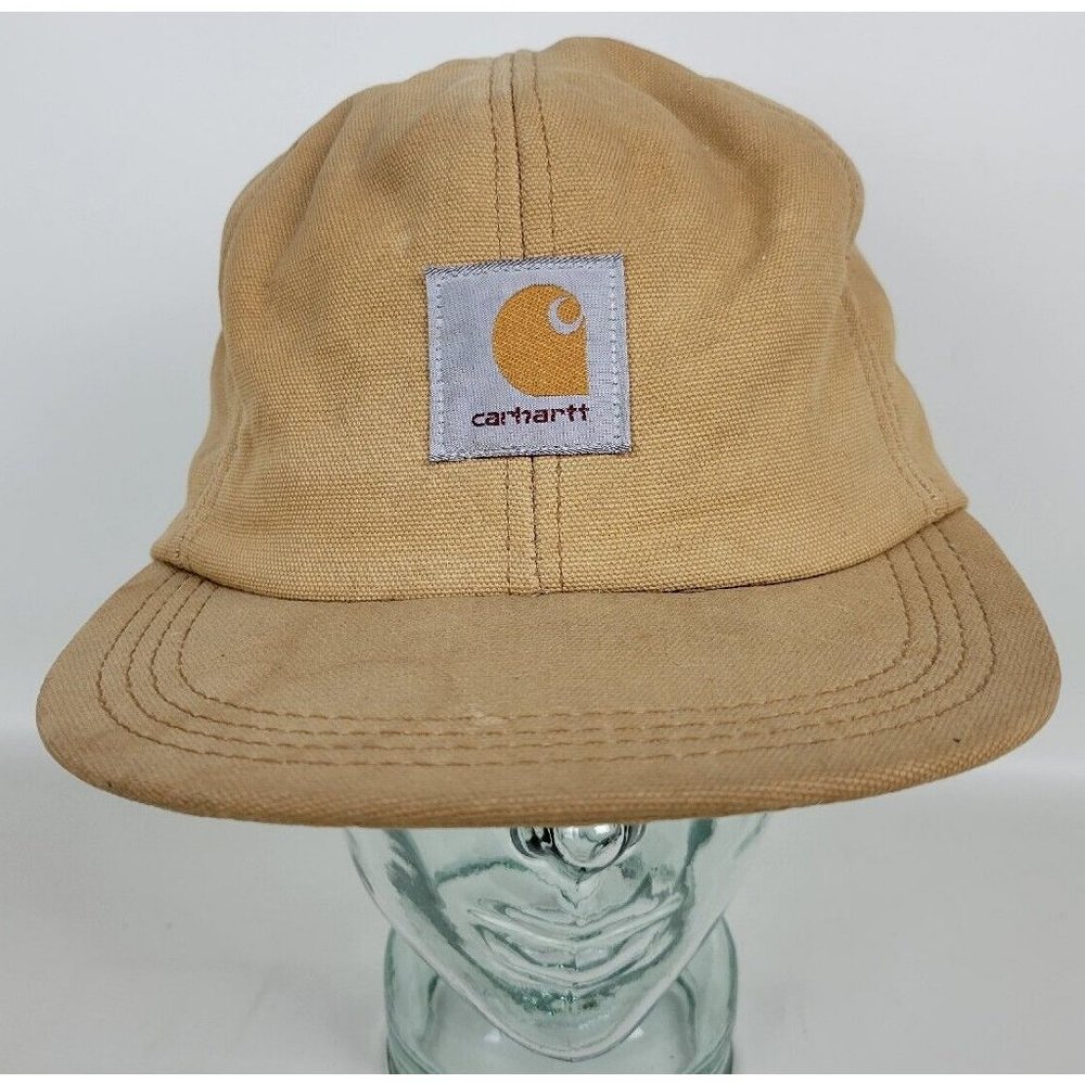 Vtg Carhartt Canvas Hat w. Ear‎ & Neck Flap Made in USA Large Distressed